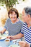 Mature couple having meal outdoor