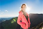 Portrait of young female trail runner on Pacific Crest Trail, Pine Valley, California, USA