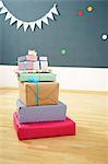 Stack of gift boxes at Birthday party, Munich, Bavaria, Germany