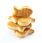 salted cookies stack on white background.