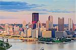 Image of Pittsburgh downtown skyline during summer sunset.