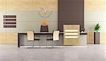 Contemporary reception with desk and chairs -3D Rendering