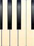 A closeup of a few piano keys