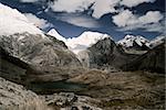 Stunning view of highest mountain peaks in Peruvian Andes, Cordillera Blanca