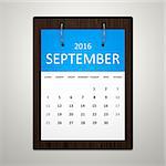 An image of a stylish calendar for event planning 2016 september