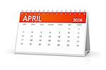 An image of a table calendar for your events 2016 April