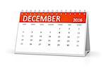 An image of a table calendar for your events 2016 December