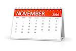 An image of a table calendar for your events 2016 November