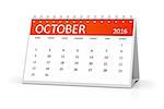 An image of a table calendar for your events 2016 October