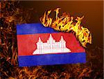 Flag burning - concept of war or crisis - Cambodia