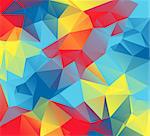 An abstract colorful background of red, yellow, orange, and blue triangles. These are autism awareness colors. Vector EPS 10 available.