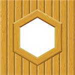 Wooden Hexagon Frame on a Wall with Empty White Space, Background for Your Image or Text.