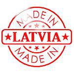 Made in Latvia red seal image with hi-res rendered artwork that could be used for any graphic design.