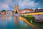 Image of Zurich during dramatic sunset.