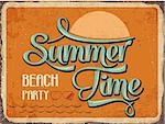 Retro metal sign "Summer time", eps10 vector format