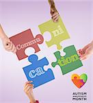 autism awareness month against purple vignette