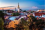 Aerial View of Tallinn Old Town in the Evening, Tallinn, Estonia