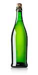 Beer in green bottle isolated on white