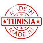 Made in Tunisia red seal image with hi-res rendered artwork that could be used for any graphic design.