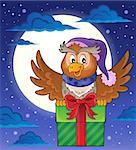 Owl with gift theme image 2 - eps10 vector illustration.