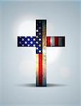 A christian cross comprised of the American Flag. Religious patriotic theme. Vector EPS 10 available. EPS file contains transparencies and gradient mesh.