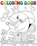 Coloring book with shark and treasure - eps10 vector illustration.