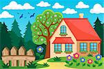 Garden and house theme background 3 - eps10 vector illustration.