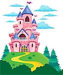 Pink castle theme image 2 - eps10 vector illustration.