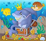 Shark with treasure theme image 2 - eps10 vector illustration.