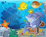 Shark with treasure theme image 3 - eps10 vector illustration.