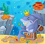 Shark with treasure theme image 4 - eps10 vector illustration.