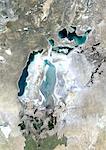 Colour satellite image of the Aral Sea. Image taken in 2010.