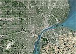 Colour satellite image of Detroit, Michigan, USA. Image taken on June 14, 2014 with Landsat 8 data.