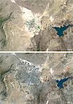 Satellite view of Las Vegas, Nevada, USA in 1975 and 2013. This before and after image shows urban expansion over the years.