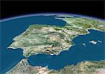 3D satellite image of Spain and Portugal.