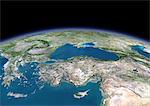 3D satellite image of Turkey and the Black Sea.