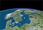 3D satellite image of Scandinavia.