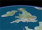 3D satellite image of UK and Ireland.