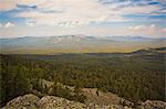 Landscape view of distant forest and mountains, Sarsy Village, Sverdlovsk Oblast, Russia