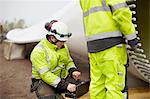 Engineers working on wind turbine