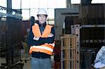 Portrait of factory worker in concrete reinforcement factory