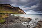 Scenic view of cliffs and ocean, Skalavik, Isafjordur, West Fjords, Iceland