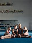 USA, Utah, Orem, portrait of girl gymnasts (8-11) in gym