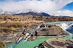 Chile, Torres del Paine, Magallanes Province. A waterfall or cascade on the Paine River in the Torres del Paine National Park.