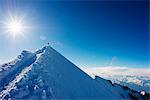 Europe, France, Haute Savoie, Rhone Alps, Chamonix Valley, Mont Blanc 4810m, climbers on Mt Blanc