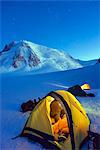 Europe, France, Haute Savoie, Rhone Alps, Chamonix, campsite on Col du Midi and Mont Blanc MR