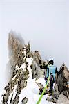 Europe, France, Haute Savoie, Rhone Alps, Chamonix, climber on Aiguille de Entreves