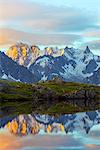 Europe, France, Haute Savoie, Rhone Alps, Chamonix, Lacs des Cheserys at dawn