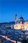 View of Duomo (Cathedral) at dusk, Urbino (UNESCO World Heritage Site), Le Marche, Italy