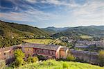 View of Church of St Peter from grounds of Rocca Albornoziana, Spoleto, Umbria, Italy